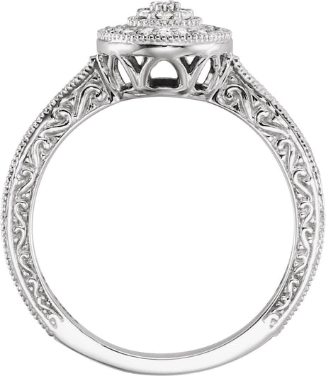 10K Gold Round Natural Diamond Halo-Style Ring - view 2