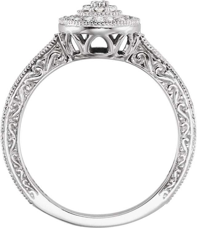 10K Gold Round Natural Diamond Halo-Style Ring - view 2