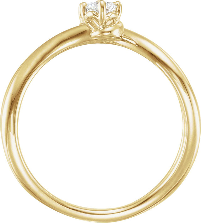 14K Gold Round Natural Diamond Two-Stone Bypass Ring – 3.2mm Stones - Yellow Gold - view 2