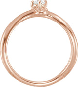 14K Gold Round Natural Diamond Two-Stone Bypass Ring – 3.2mm Stones - Rose Gold - view 2