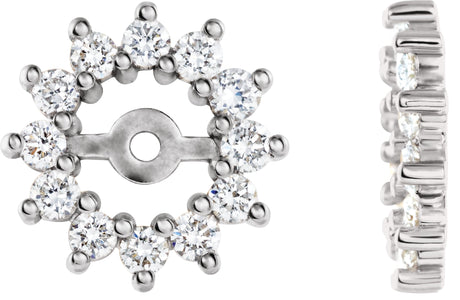 14K Gold Natural Diamond Halo-Style Earring Jackets V - White Gold