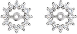 14K Gold Natural Diamond Halo-Style Earring Jackets V - White Gold - view 2