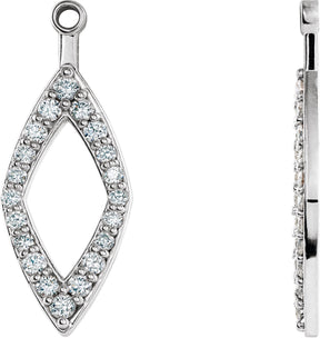 14K Gold Natural Diamond Geometric Earring Jackets III - White Gold