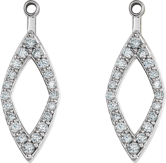 14K Gold Natural Diamond Geometric Earring Jackets III - White Gold - view 2