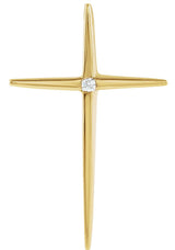 14K Gold Round Natural Diamond Solitaire Cross Pendant – 0.03 CTW