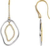 14K Gold Round Natural Diamond Open Silhouette Dangle Earrings II - view 2