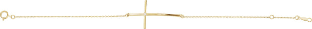 14K Gold Round Natural Diamond Accented Sideways Cross Bracelet - Yellow Gold - view 2