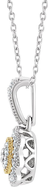 14K Gold Round Natural Diamond Halo-Style Necklace - view 2