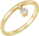 14K Gold Round Natural Diamond Solitaire Fringe Ring - Yellow Gold