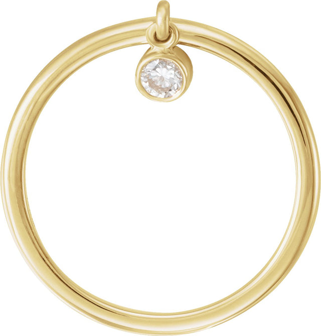 14K Gold Round Natural Diamond Solitaire Fringe Ring - Yellow Gold - view 2