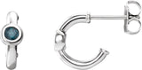 14K Gold Round Lab-Grown Alexandrite Bezel-Set Huggie Earrings - White Gold