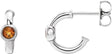 14K Gold Round Natural Citrine Bezel-Set Huggie Earrings - White Gold