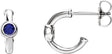 14K Gold Round Lab-Grown Blue Sapphire Bezel-Set Huggie Earrings - White Gold