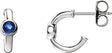 14K Gold Round Natural Blue Sapphire Bezel-Set Huggie Earrings - White Gold