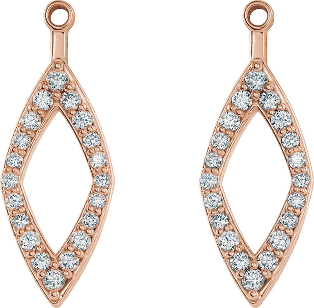 14K Gold Natural Diamond Geometric Earring Jackets III - Rose Gold - view 2