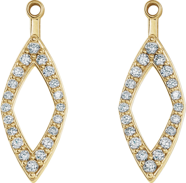 14K Gold Natural Diamond Geometric Earring Jackets III - Yellow Gold - view 2