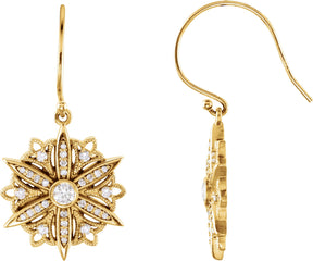 14K Gold Round Natural Diamond Vintage-Inspired Earrings – 3mm Stones