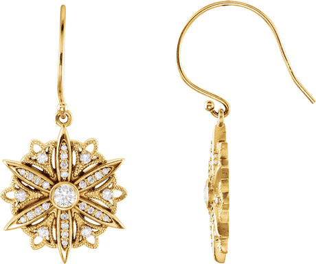 14K Gold Round Natural Diamond Vintage-Inspired Earrings – 3mm Stones