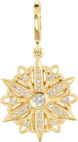 14K Gold Round Natural Diamond Vintage-Inspired Pendant