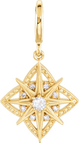 14K Gold Round Natural Diamond Vintage-Inspired Pendant – 30.5x16.7mm