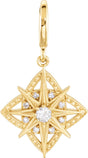 14K Gold Round Natural Diamond Vintage-Inspired Pendant – 30.5x16.7mm