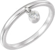 Platinum Round Natural Diamond Solitaire Fringe Ring