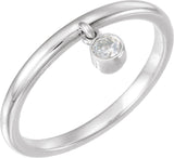 Platinum Round Natural Diamond Solitaire Fringe Ring