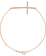 14K Gold Round Natural Diamond Accented Sideways Cross Bracelet - Rose Gold