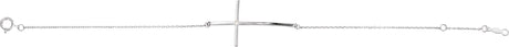 Platinum Round Natural Diamond Accented Sideways Cross Bracelet - view 2