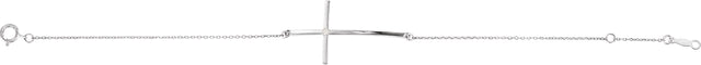 Platinum Round Natural Diamond Accented Sideways Cross Bracelet - view 2