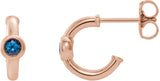 14K Gold Round Lab-Grown Alexandrite Bezel-Set Huggie Earrings - Rose Gold