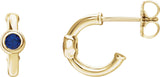 14K Gold Round Natural Blue Sapphire Bezel-Set Huggie Earrings - Yellow Gold