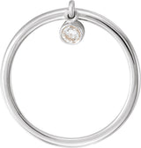 14K Gold Round Natural Diamond Solitaire Fringe Ring - White Gold - view 2