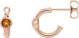 14K Gold Round Natural Citrine Bezel-Set Huggie Earrings - Rose Gold