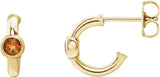 14K Gold Round Natural Citrine Bezel-Set Huggie Earrings - Yellow Gold