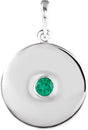 Platinum Round Lab-Grown Emerald Disc Necklace or Pendant