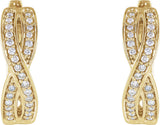 14K Gold Round Natural Diamond Accented Infinity-Inspired Hoop Earrings - Yellow Gold - view 2