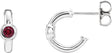 14K Gold Round Natural Ruby Bezel-Set Huggie Earrings - White Gold