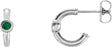 14K Gold Round Lab-Grown Emerald Bezel-Set Huggie Earrings - White Gold