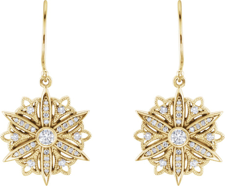 14K Gold Round Natural Diamond Vintage-Inspired Earrings – 3mm Stones - view 2