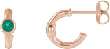 14K Gold Round Lab-Grown Emerald Bezel-Set Huggie Earrings - Rose Gold
