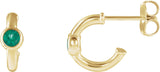14K Gold Round Lab-Grown Emerald Bezel-Set Huggie Earrings - Yellow Gold