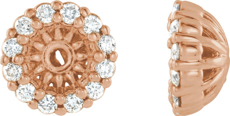 14K Gold Natural Diamond Halo-Style Earring Jackets XV - Rose Gold