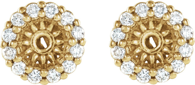 14K Gold Natural Diamond Halo-Style Earring Jackets XV - Yellow Gold - view 2