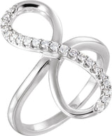 14K Gold Round Natural Diamond Infinity-Inspired Ring VII - White Gold