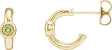 14K Gold Round Natural Peridot Bezel-Set Huggie Earrings - Yellow Gold