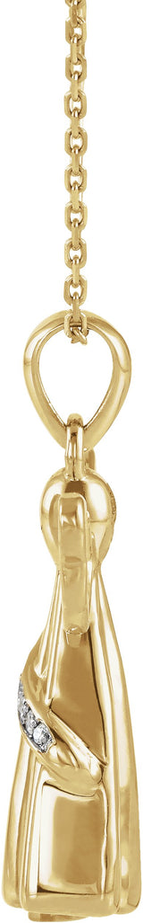 10K Gold Round Natural Diamond Angel Ash Holder Necklace - Yellow Gold - view 2