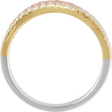 14K Gold Round Natural Diamond Accented Stacked Ring II - view 2