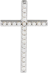 14K Gold Round Natural Diamond Cross Pendant – 31.1x21.6mm - White Gold - view 2