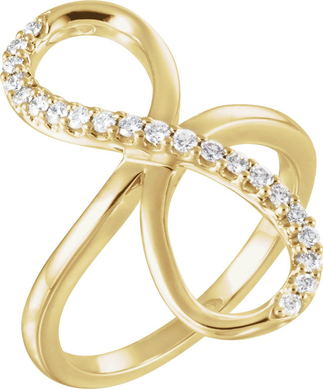 14K Gold Round Natural Diamond Infinity-Inspired Ring VII - Yellow Gold
